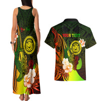 Personalised Hawaii State Motto Couples Matching Tank Maxi Dress and Hawaiian Shirt Hawaiian Tribal Reggae Hammerhead Shark LT05 - Polynesian Pride