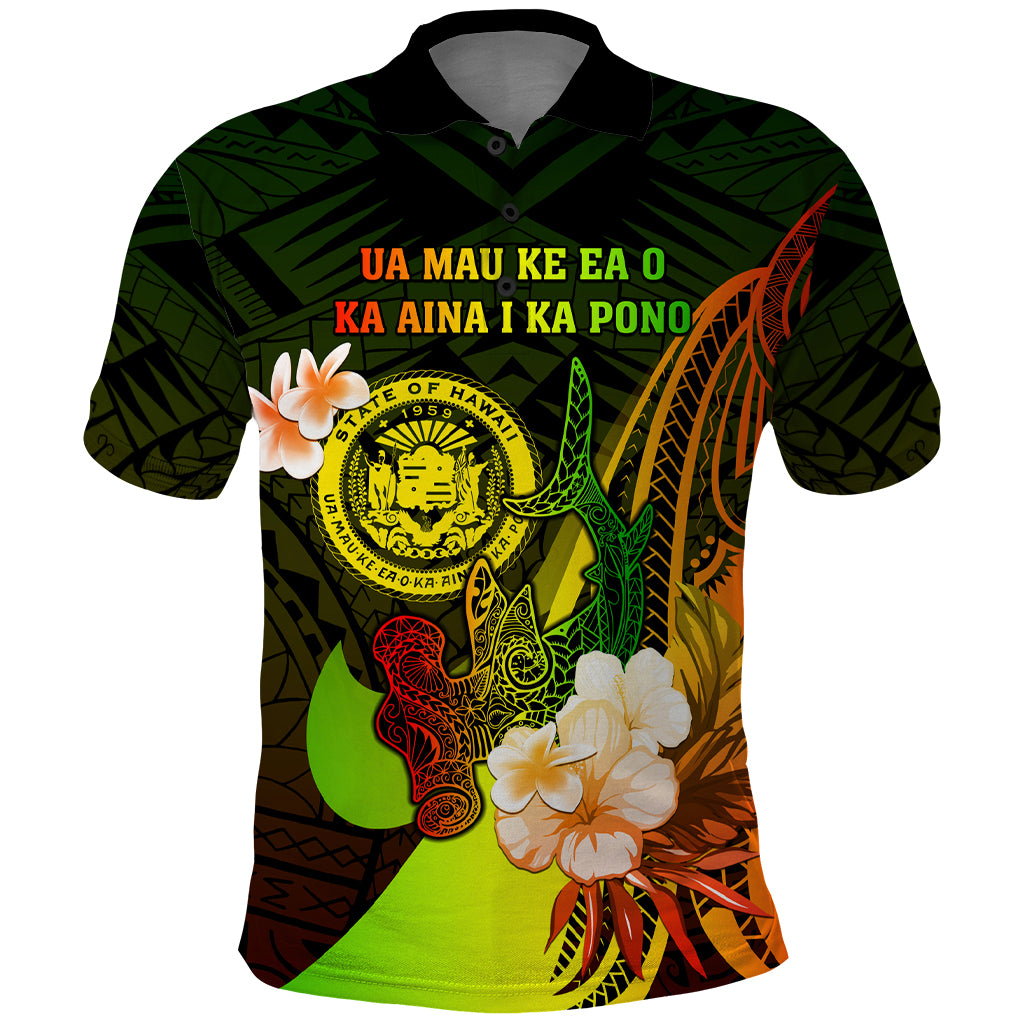 Personalised Hawaii State Motto Polo Shirt Hawaiian Tribal Reggae Hammerhead Shark LT05 Reggae - Polynesian Pride