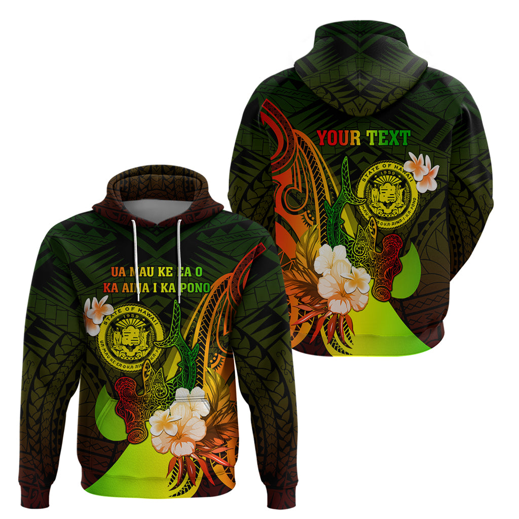 Personalised Hawaii State Motto Zip Hoodie Hawaiian Tribal Reggae Hammerhead Shark LT05 - Polynesian Pride