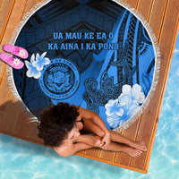 Hawaii State Motto Beach Blanket Hawaiian Tribal Blue Hammerhead Shark LT05 - Polynesian Pride