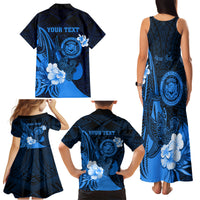 Personalised Hawaii State Motto Family Matching Tank Maxi Dress and Hawaiian Shirt Hawaiian Tribal Blue Hammerhead Shark LT05 - Polynesian Pride