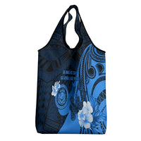 Hawaii State Motto Grocery Bag Hawaiian Tribal Blue Hammerhead Shark