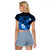 Personalised Hawaii State Motto Raglan Cropped T Shirt Hawaiian Tribal Blue Hammerhead Shark LT05 - Polynesian Pride