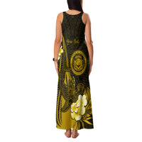 Personalised Hawaii State Motto Family Matching Tank Maxi Dress and Hawaiian Shirt Hawaiian Tribal Gold Hammerhead Shark LT05 - Polynesian Pride