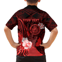 Personalised Hawaii State Motto Family Matching Tank Maxi Dress and Hawaiian Shirt Hawaiian Tribal Red Hammerhead Shark LT05 - Polynesian Pride