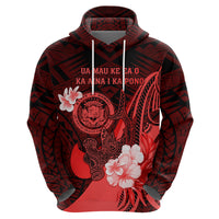 Personalised Hawaii State Motto Hoodie Hawaiian Tribal Red Hammerhead Shark LT05 - Polynesian Pride