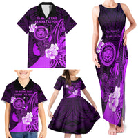 Personalised Hawaii State Motto Family Matching Tank Maxi Dress and Hawaiian Shirt Hawaiian Tribal Purple Hammerhead Shark LT05 - Polynesian Pride