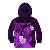 Personalised Hawaii State Motto Kid Hoodie Hawaiian Tribal Purple Hammerhead Shark LT05 - Polynesian Pride