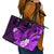 Hawaii State Motto Leather Tote Bag Hawaiian Tribal Purple Hammerhead Shark LT05 - Polynesian Pride