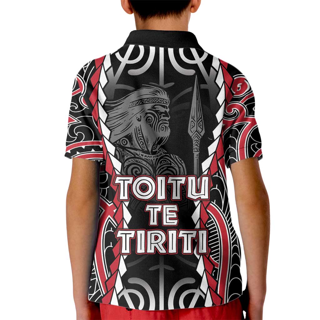 Aotearoa Waitangi Day Kid Polo Shirt Maori Warrior Tribal Tattoo