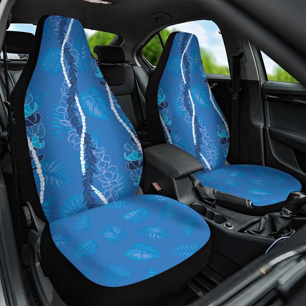 Hawaii Maile Lei Car Seat Cover With Blue Monstera Pattern