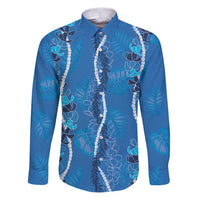 Hawaii Maile Lei Family Matching Puletasi and Hawaiian Shirt With Blue Monstera Pattern