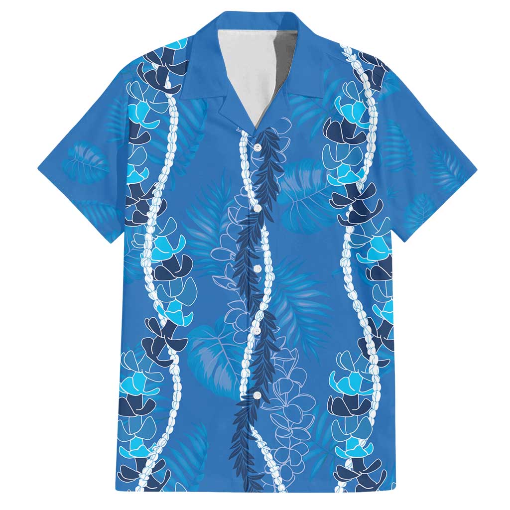 Hawaii Maile Lei Family Matching Summer Maxi Dress and Hawaiian Shirt With Blue Monstera Pattern