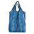 Hawaii Maile Lei Grocery Bag With Blue Monstera Pattern