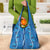 Hawaii Maile Lei Grocery Bag With Blue Monstera Pattern