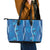 Hawaii Maile Lei Leather Tote Bag With Blue Monstera Pattern