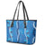 Hawaii Maile Lei Leather Tote Bag With Blue Monstera Pattern