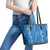 Hawaii Maile Lei Leather Tote Bag With Blue Monstera Pattern