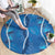 Hawaii Maile Lei Round Carpet With Blue Monstera Pattern