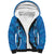 Hawaii Maile Lei Sherpa Hoodie With Blue Monstera Pattern