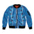 Hawaii Maile Lei Sleeve Zip Bomber Jacket With Blue Monstera Pattern