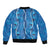 Hawaii Maile Lei Sleeve Zip Bomber Jacket With Blue Monstera Pattern