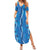 Hawaii Maile Lei Summer Maxi Dress With Blue Monstera Pattern