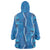 Hawaii Maile Lei Wearable Blanket Hoodie With Blue Monstera Pattern