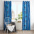 Hawaii Maile Lei Window Curtain With Blue Monstera Pattern