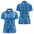 Hawaii Maile Lei Women Polo Shirt With Blue Monstera Pattern