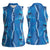 Hawaii Maile Lei Women Sleeveless Polo Shirt With Blue Monstera Pattern