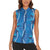 Hawaii Maile Lei Women Sleeveless Polo Shirt With Blue Monstera Pattern