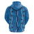 Hawaii Maile Lei Zip Hoodie With Blue Monstera Pattern