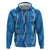 Hawaii Maile Lei Zip Hoodie With Blue Monstera Pattern