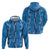 Hawaii Maile Lei Zip Hoodie With Blue Monstera Pattern