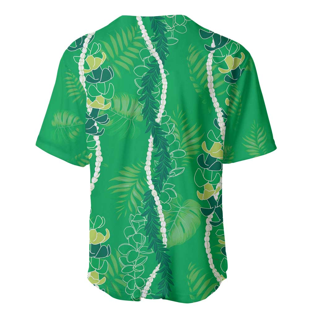 Hawaii Maile Lei Baseball Jersey With Green Monstera Pattern