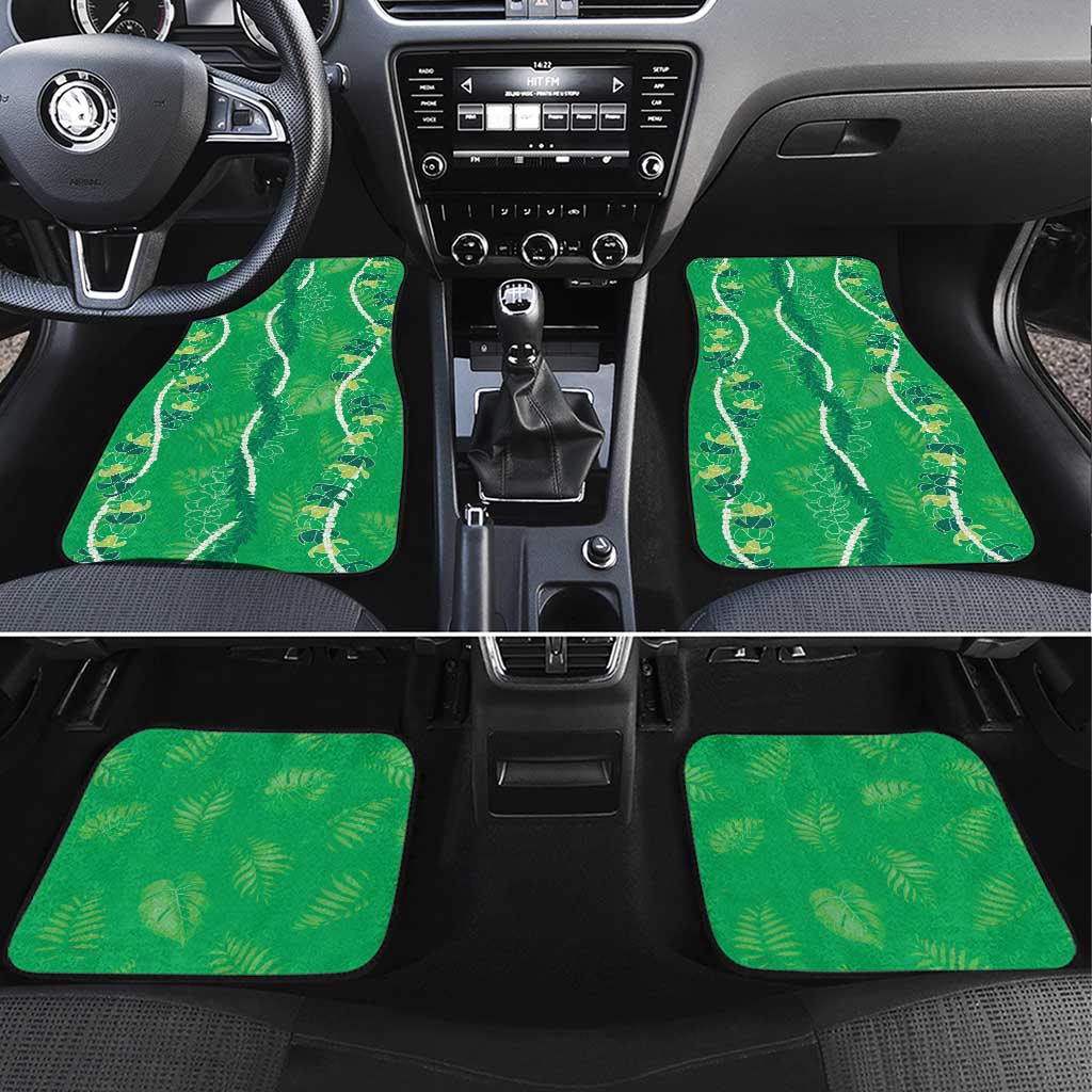 Hawaii Maile Lei Car Mats With Green Monstera Pattern