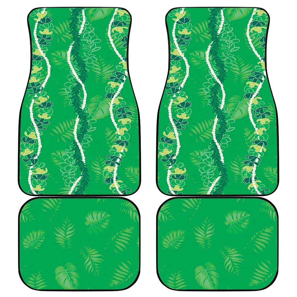 Hawaii Maile Lei Car Mats With Green Monstera Pattern