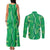 Hawaii Maile Lei Couples Matching Tank Maxi Dress and Long Sleeve Button Shirt With Green Monstera Pattern