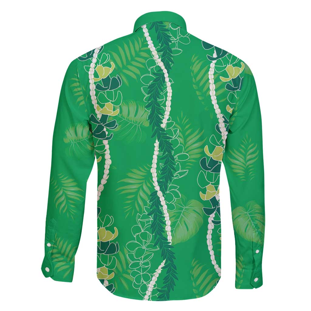 Hawaii Maile Lei Family Matching Off Shoulder Maxi Dress and Hawaiian Shirt With Green Monstera Pattern