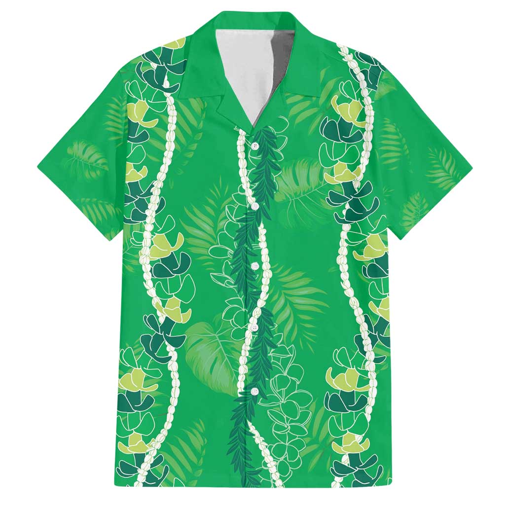 Hawaii Maile Lei Family Matching Puletasi and Hawaiian Shirt With Green Monstera Pattern