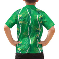 Hawaii Maile Lei Kid Hawaiian Shirt With Green Monstera Pattern
