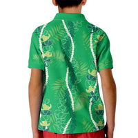 Hawaii Maile Lei Kid Polo Shirt With Green Monstera Pattern LT05 - Polynesian Pride