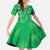 Hawaii Maile Lei Kid Short Sleeve Dress With Green Monstera Pattern