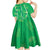 Hawaii Maile Lei Kid Short Sleeve Dress With Green Monstera Pattern