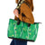 Hawaii Maile Lei Leather Tote Bag With Green Monstera Pattern