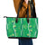 Hawaii Maile Lei Leather Tote Bag With Green Monstera Pattern