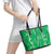 Hawaii Maile Lei Leather Tote Bag With Green Monstera Pattern