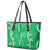 Hawaii Maile Lei Leather Tote Bag With Green Monstera Pattern