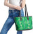 Hawaii Maile Lei Leather Tote Bag With Green Monstera Pattern